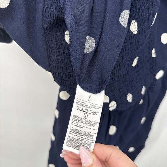 Old Navy Blue Polka Dot One Piece Jumpsuit Size XL Rayon - Picture 10 of 11